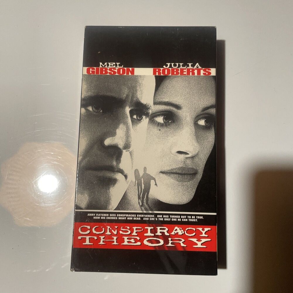 Vintage 1997 Conspiracy Theory VHS Tape Mel Gibson Julia Roberts 90s Thriller